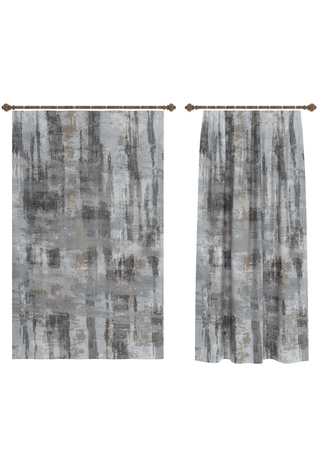 Brianna Abstract Grey Curtain