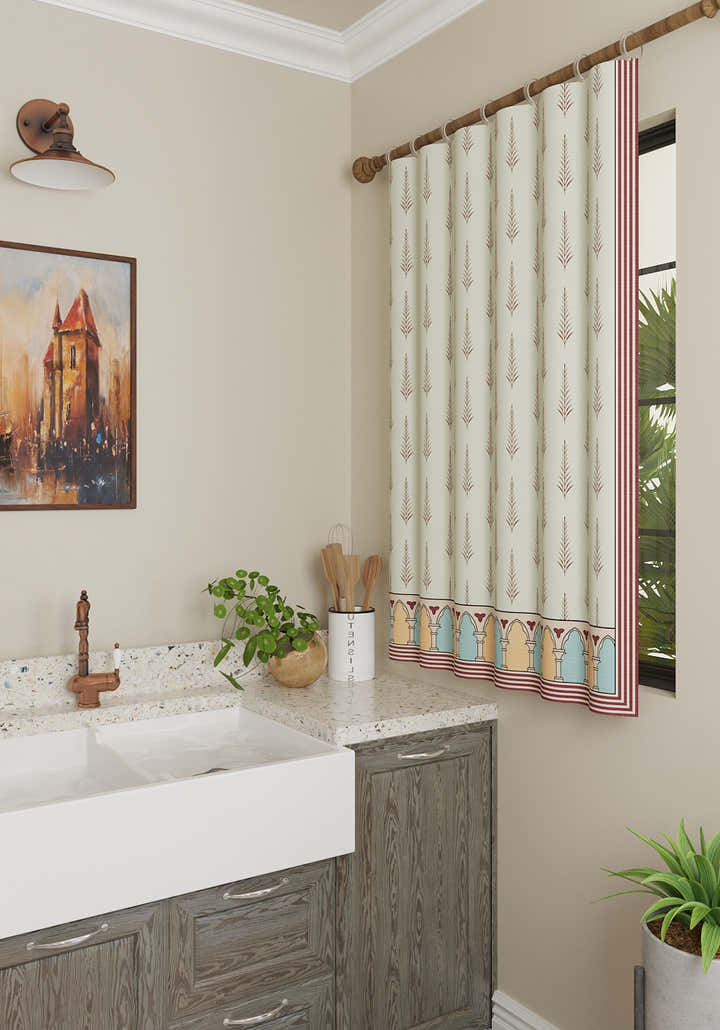 Sanctuaire Pale Sage Patterned Curtain