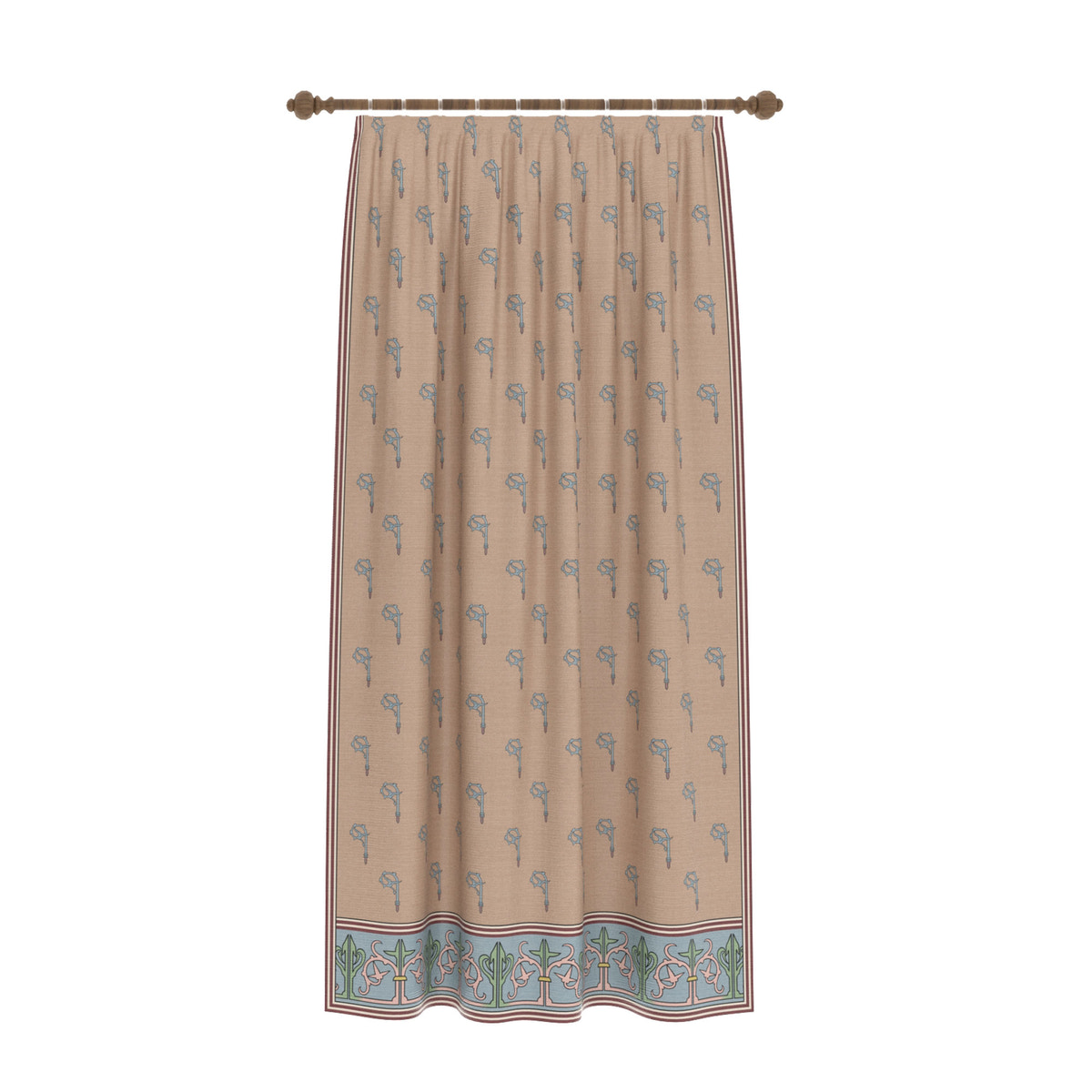 Sanctuaire Beige Floral Curtain