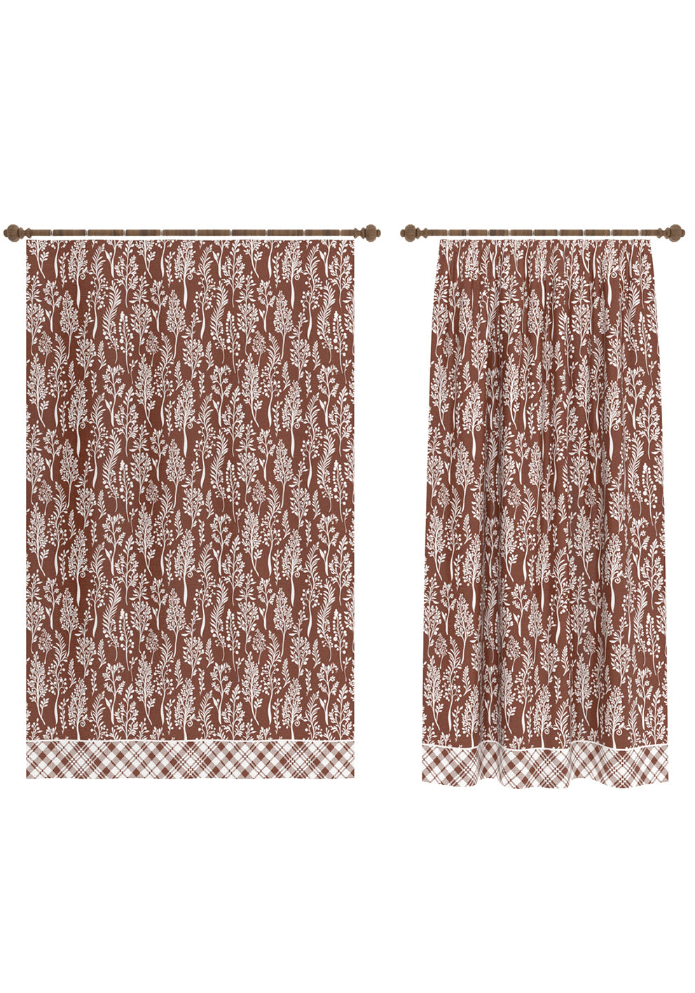 Alder Brown Floral Curtain