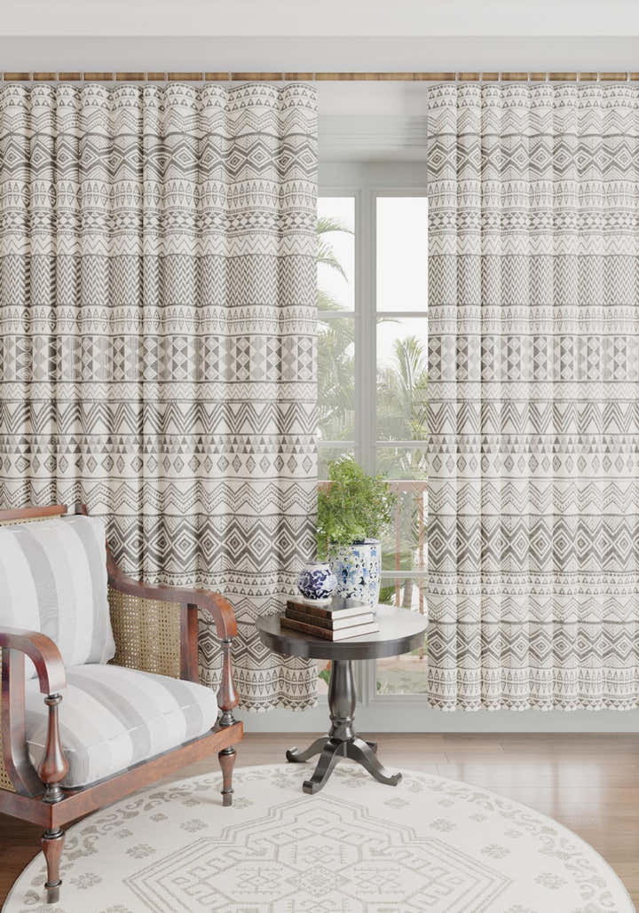 Naya Black and Cream Boho Curtain