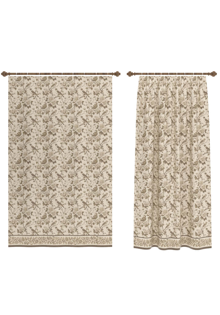 Isolde Taupe Bird Curtain