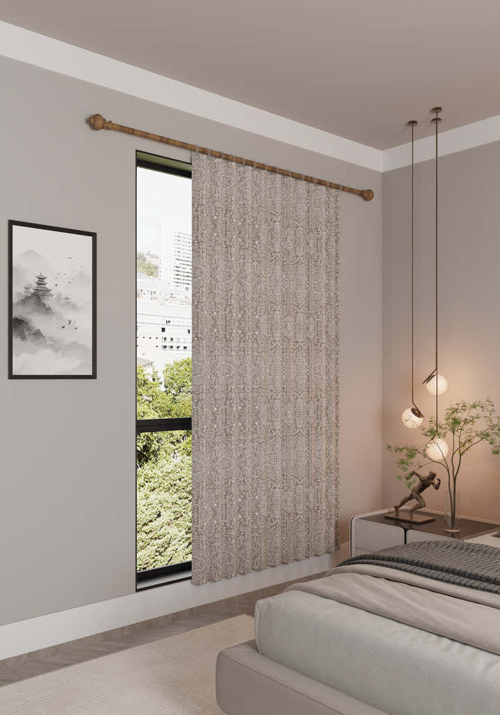 Amira Taupe Damask Curtain