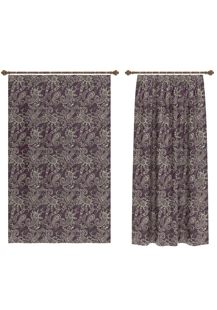 Elena Purple Paisley Curtain