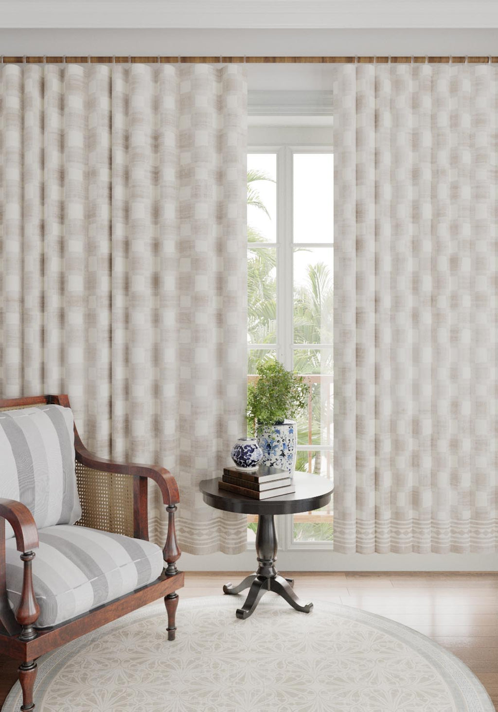 Rylon Cream Check Curtain