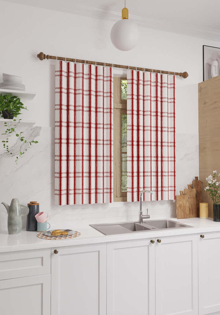 Jessamine Red Check Curtain