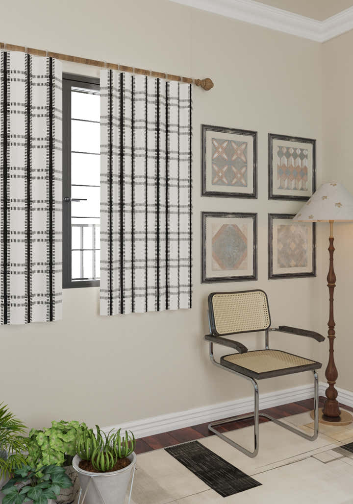 Jessamine Black and White Plaid Curtain