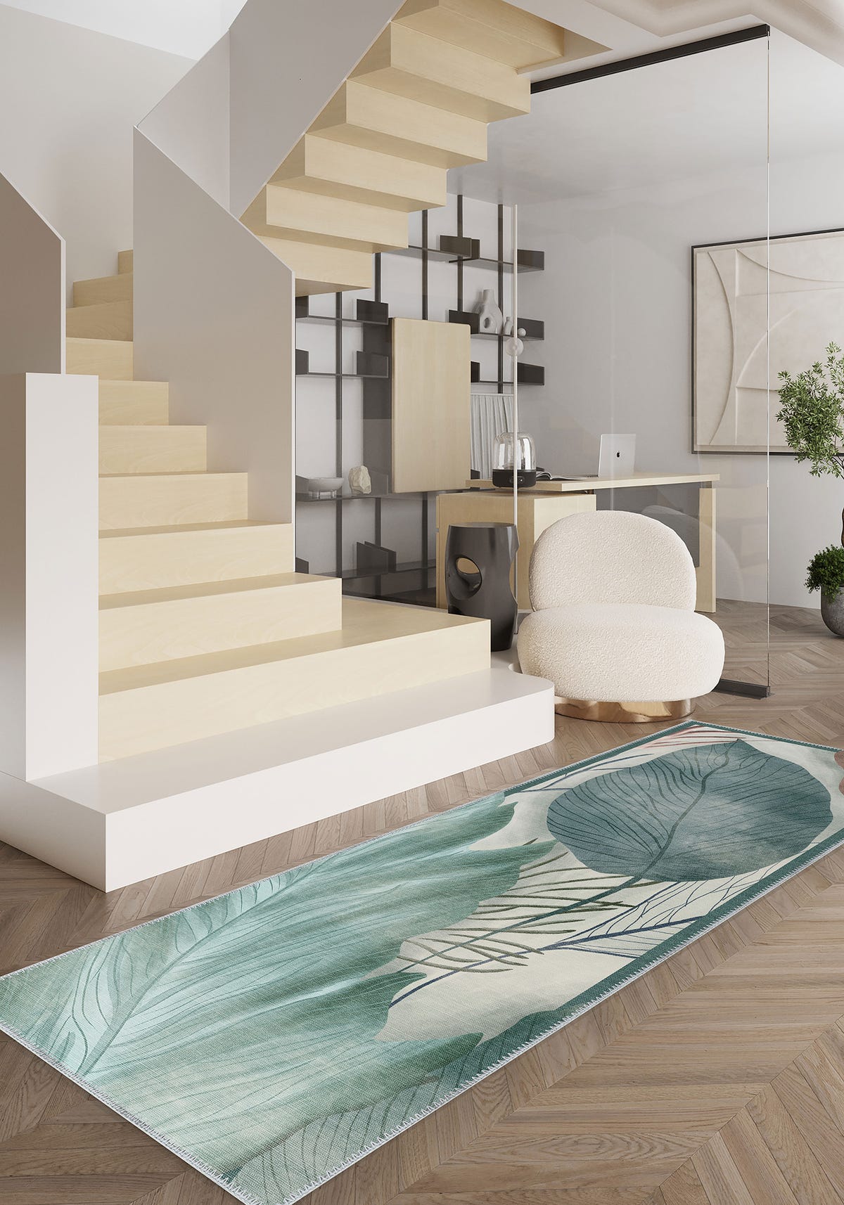 Althea Green Floral Rug