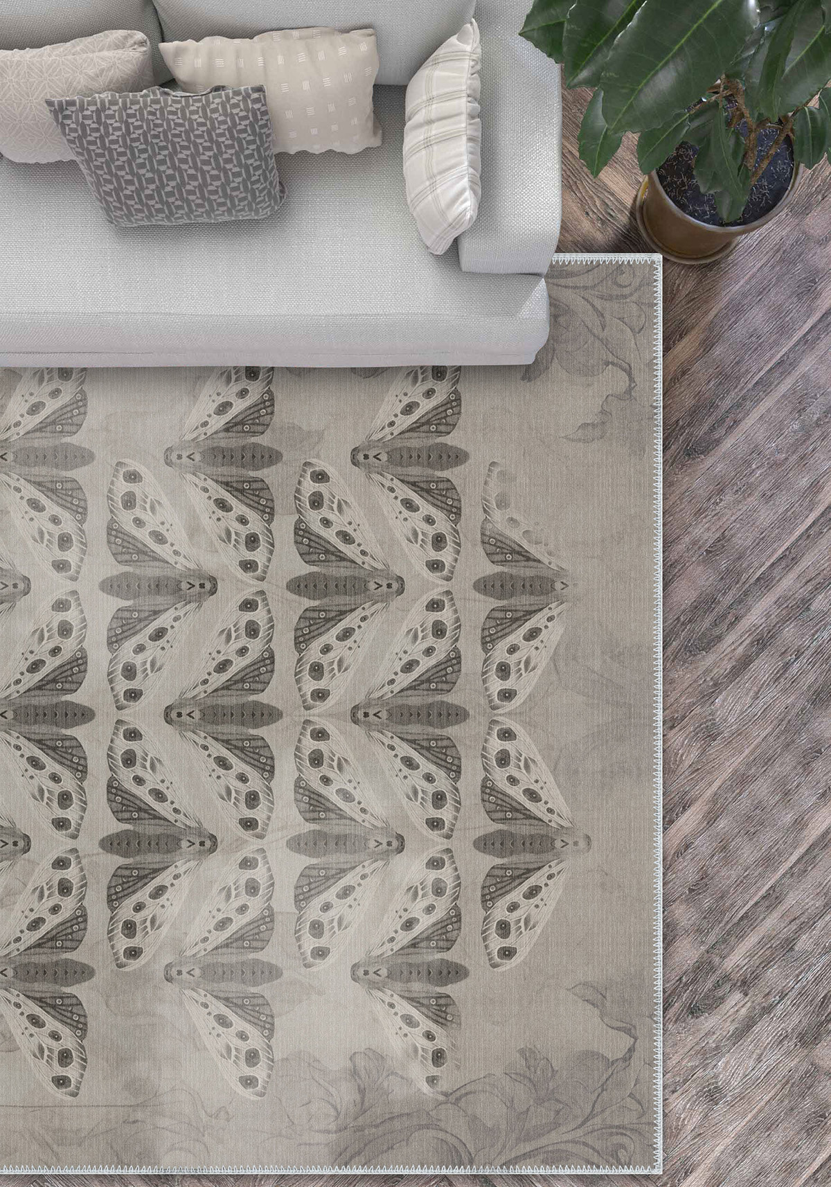 Celestia Grey Butterfly Rug