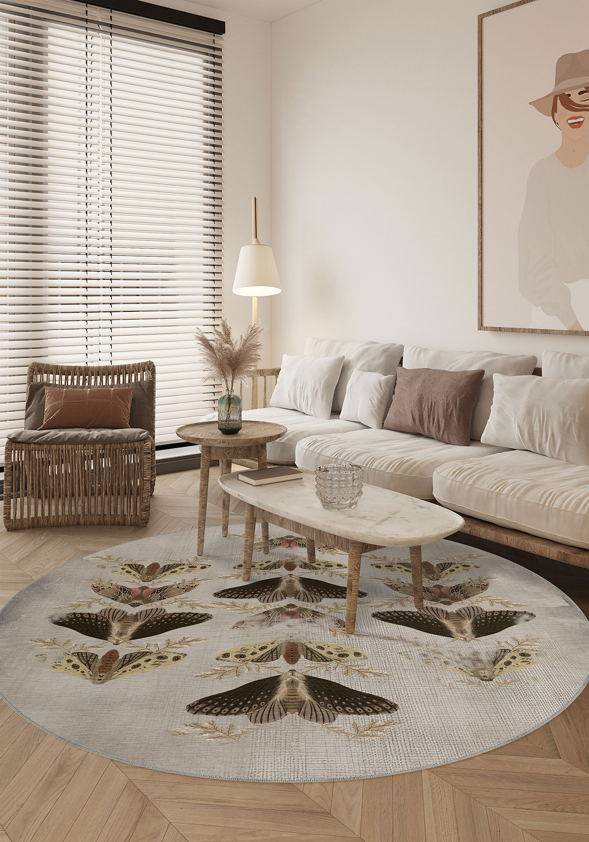 Celestia Beige Moth Rug