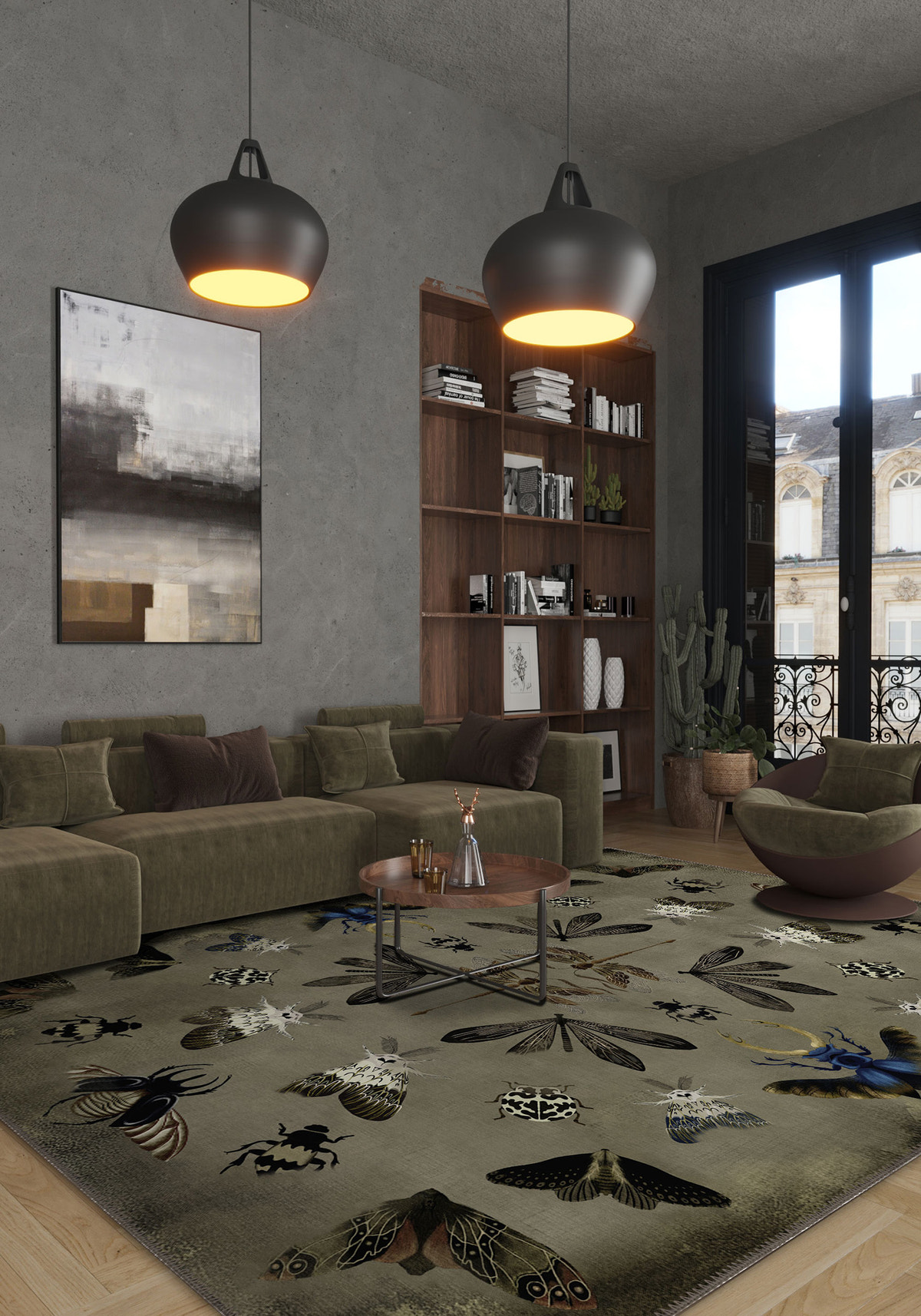 Chou Bugs Green Rug