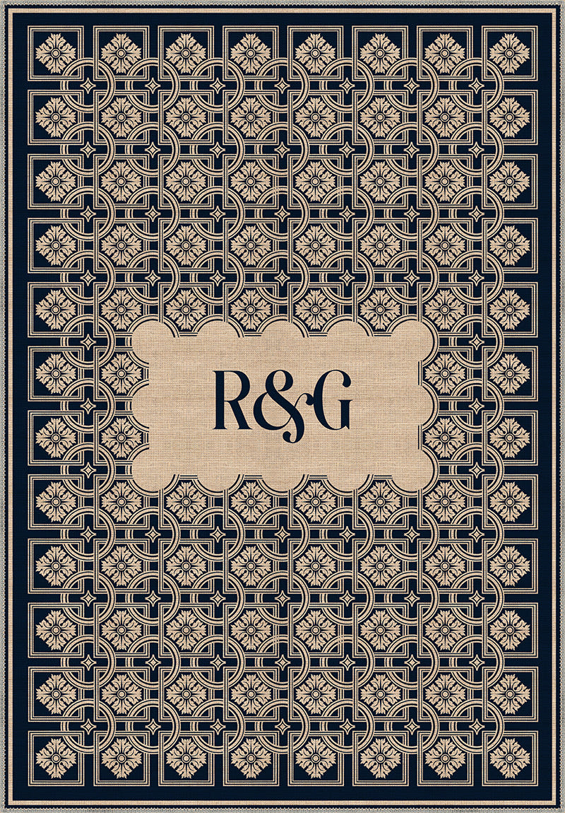 Marisa Navy Monogram Personalised Rug
