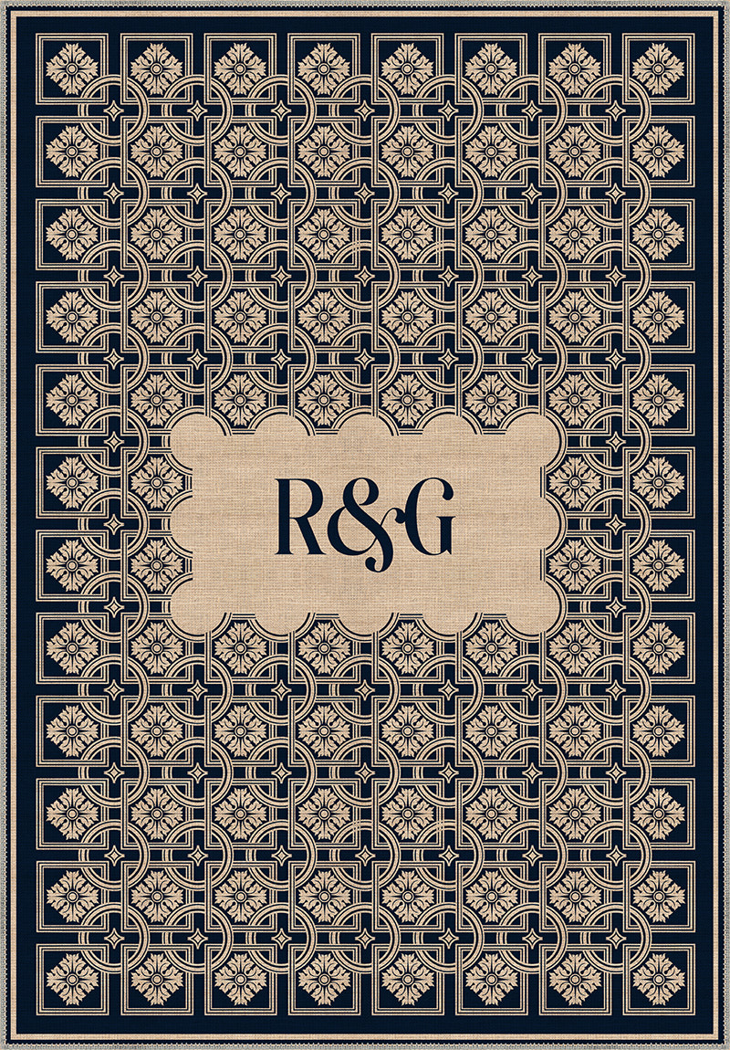 Marisa Navy Monogram Personalised Rug