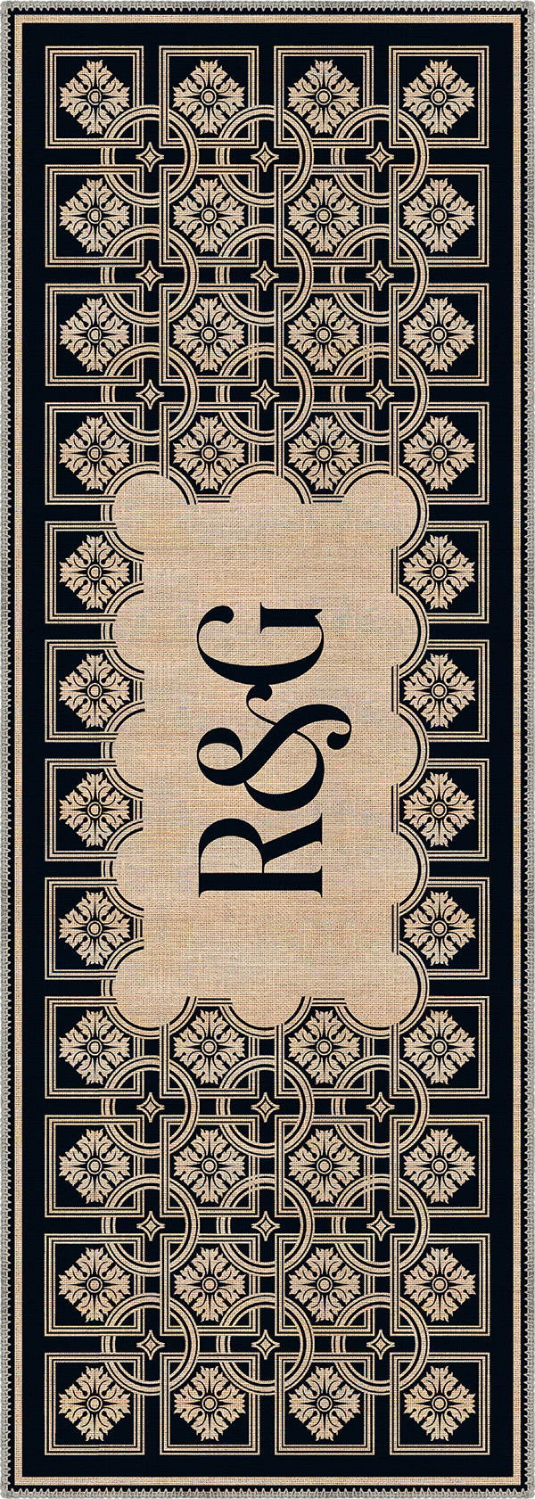 Marisa Navy Monogram Personalised Rug