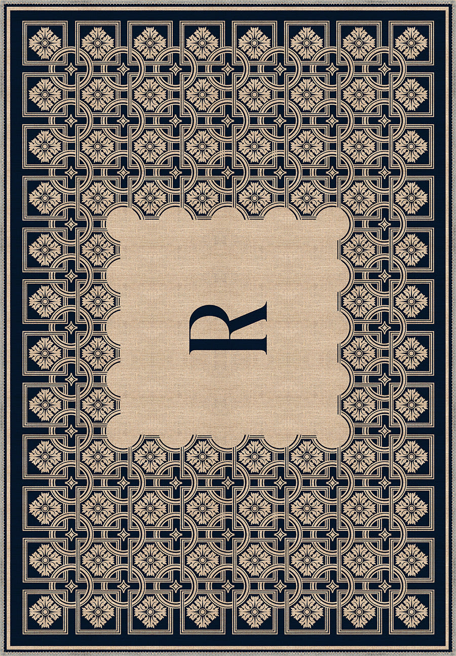 Marisa Navy Monogram Personalised Rug