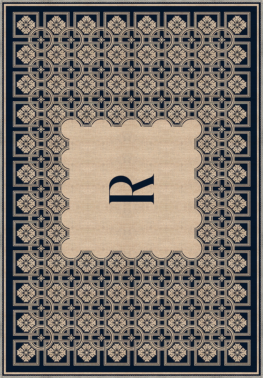 Marisa Navy Monogram Personalised Rug