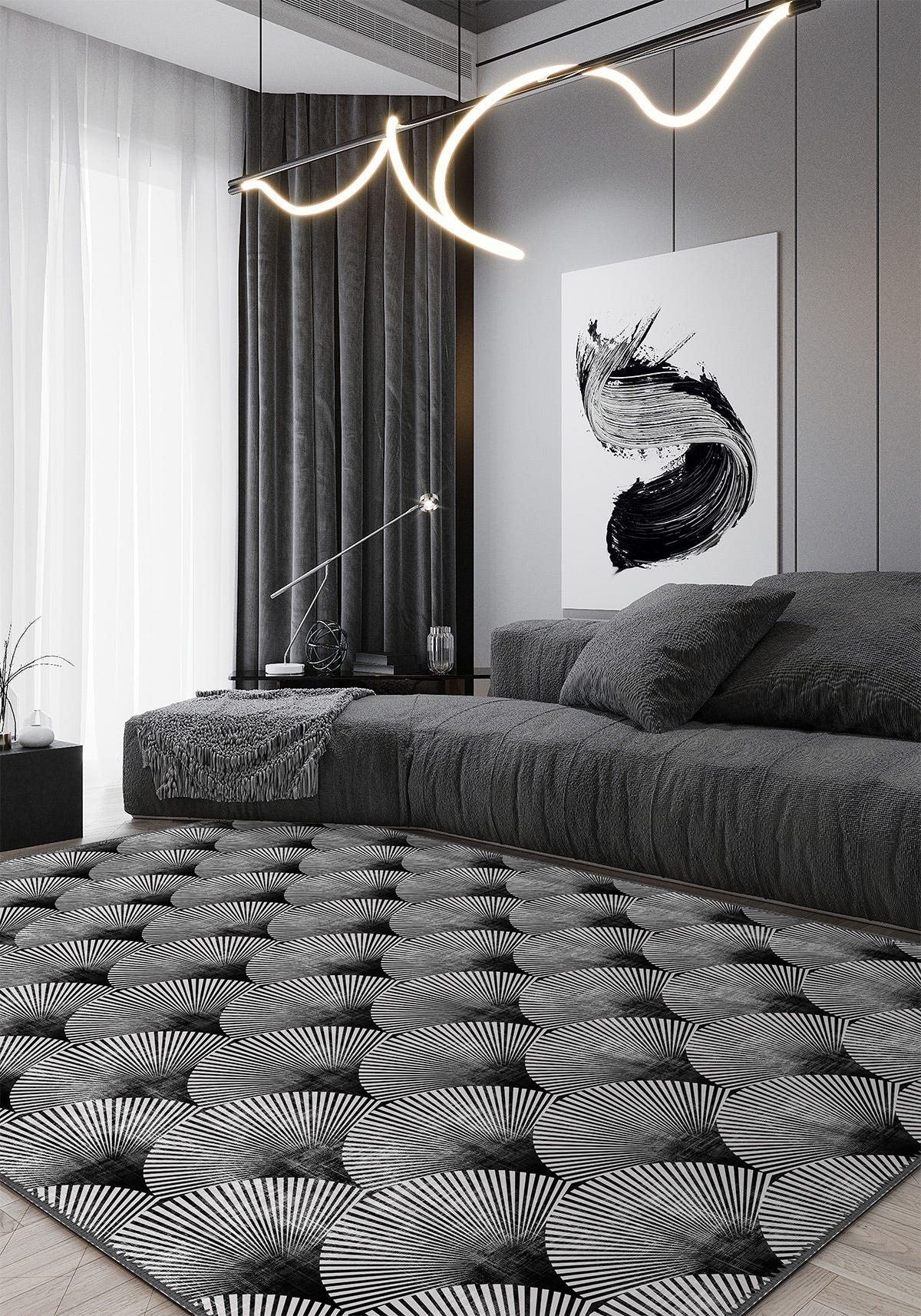 Addison Geometric Anthracite Rug