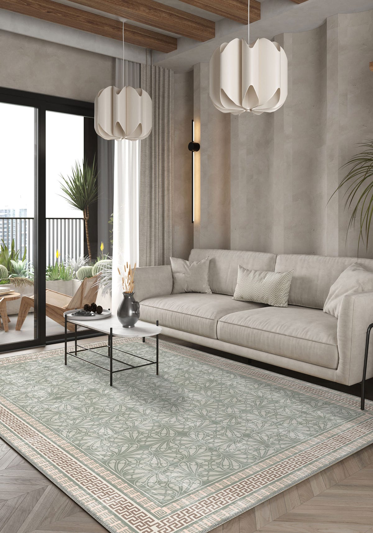 Alexis Modern Bordered Washable Rug