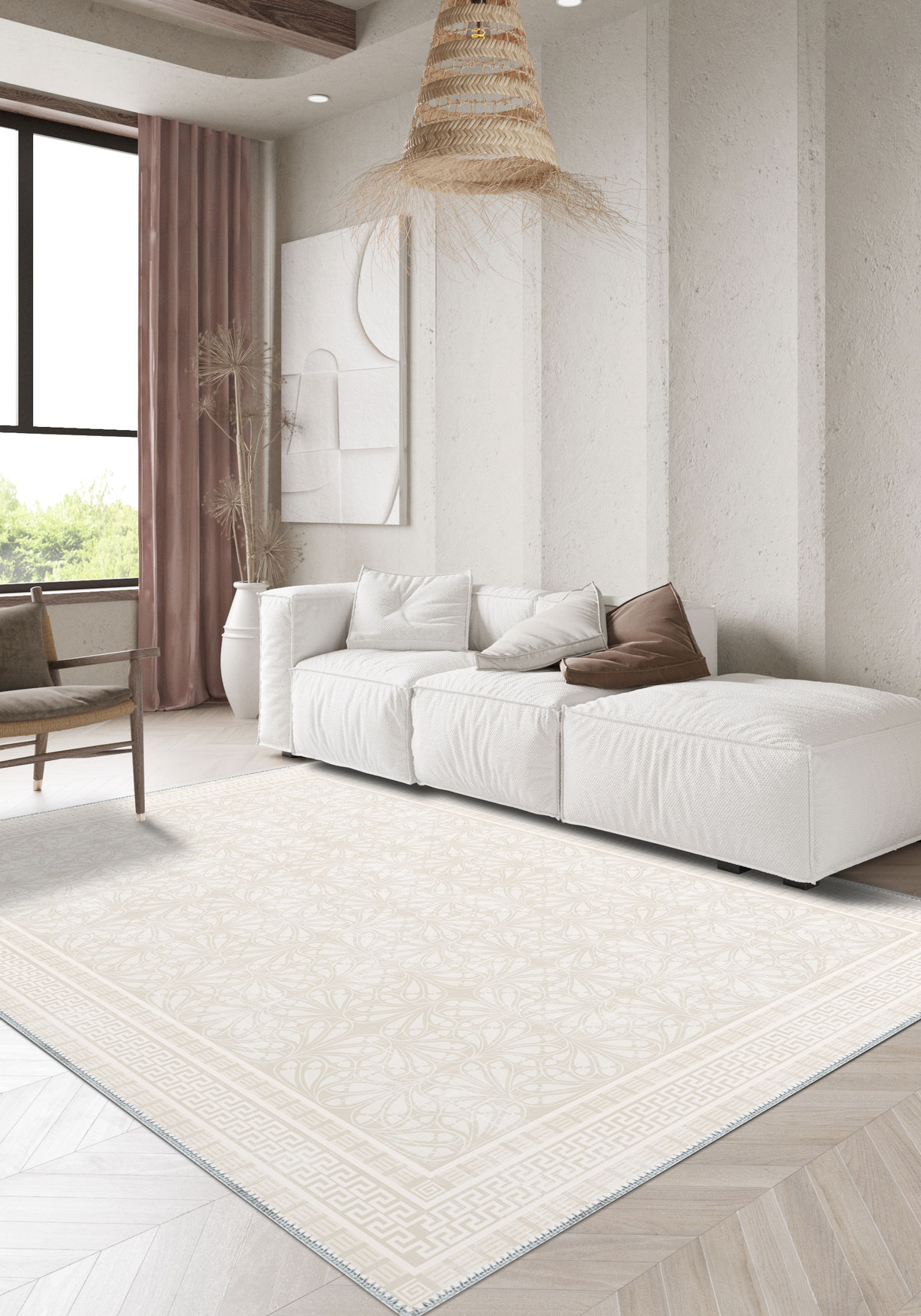 Alexis Bordered Cream Rug