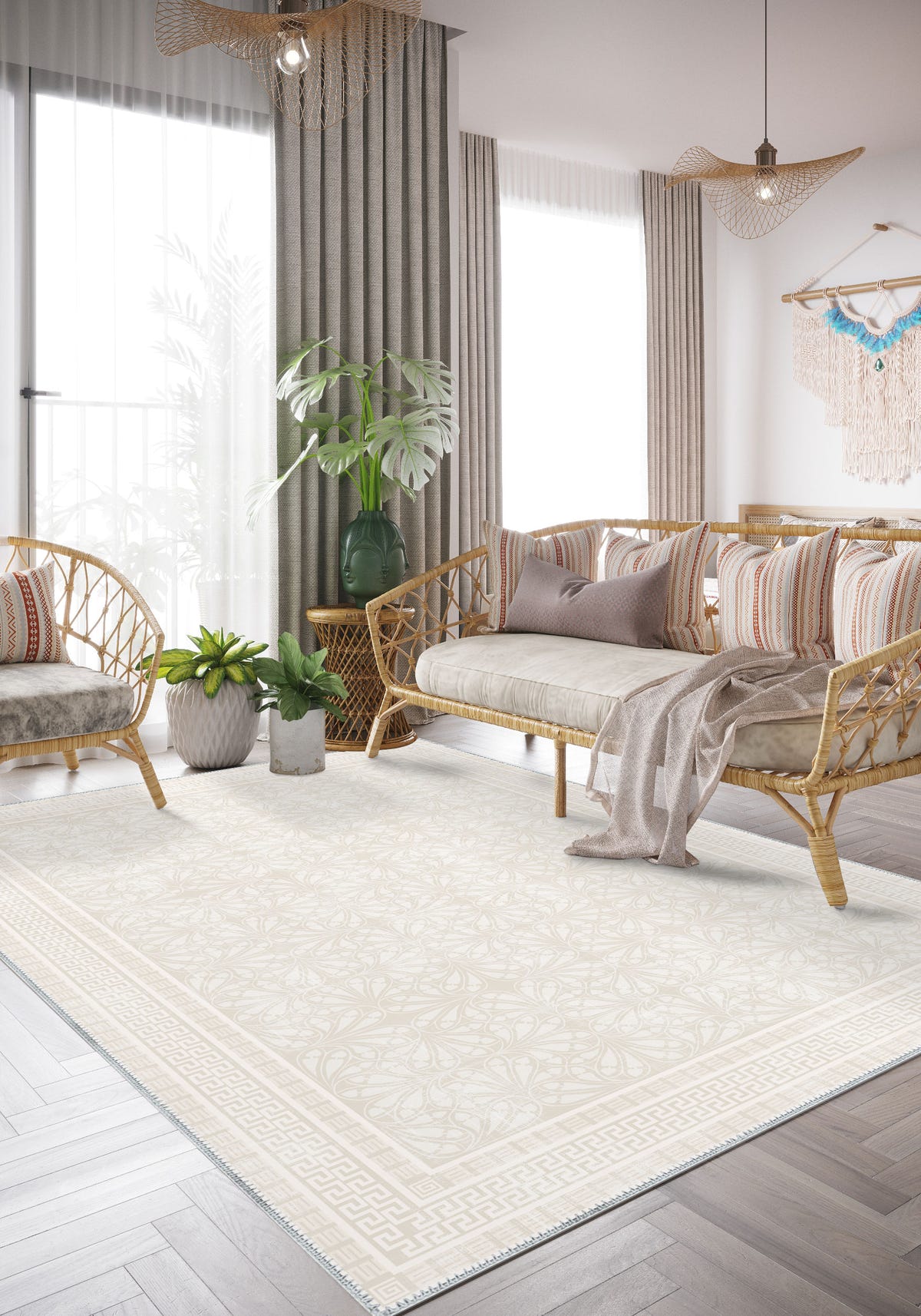Alexis Bordered Cream Rug