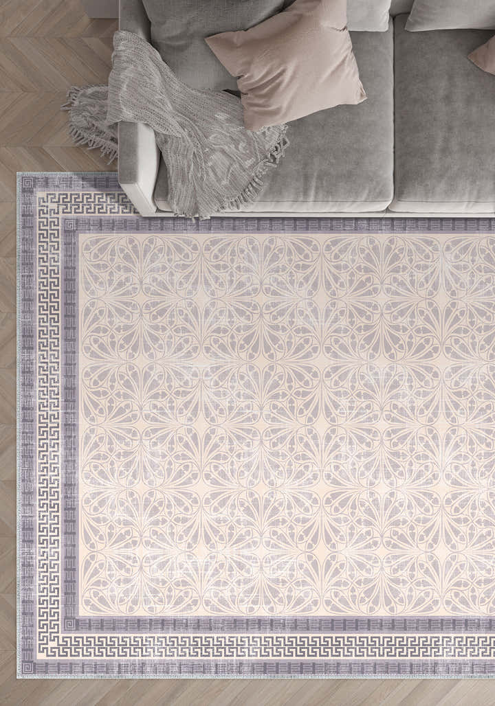 Alexis Bordered Purple Rug