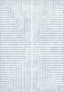 Kylie Striped Washable Rug - Light Blue