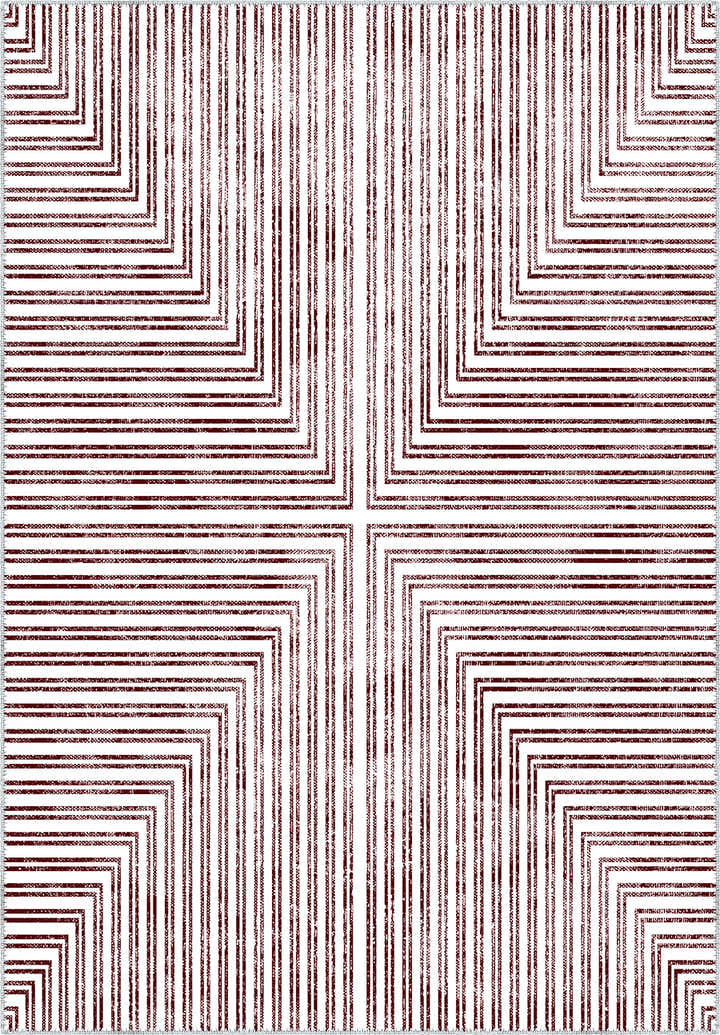 Kylie Geometric Washable Rug - Burgundy