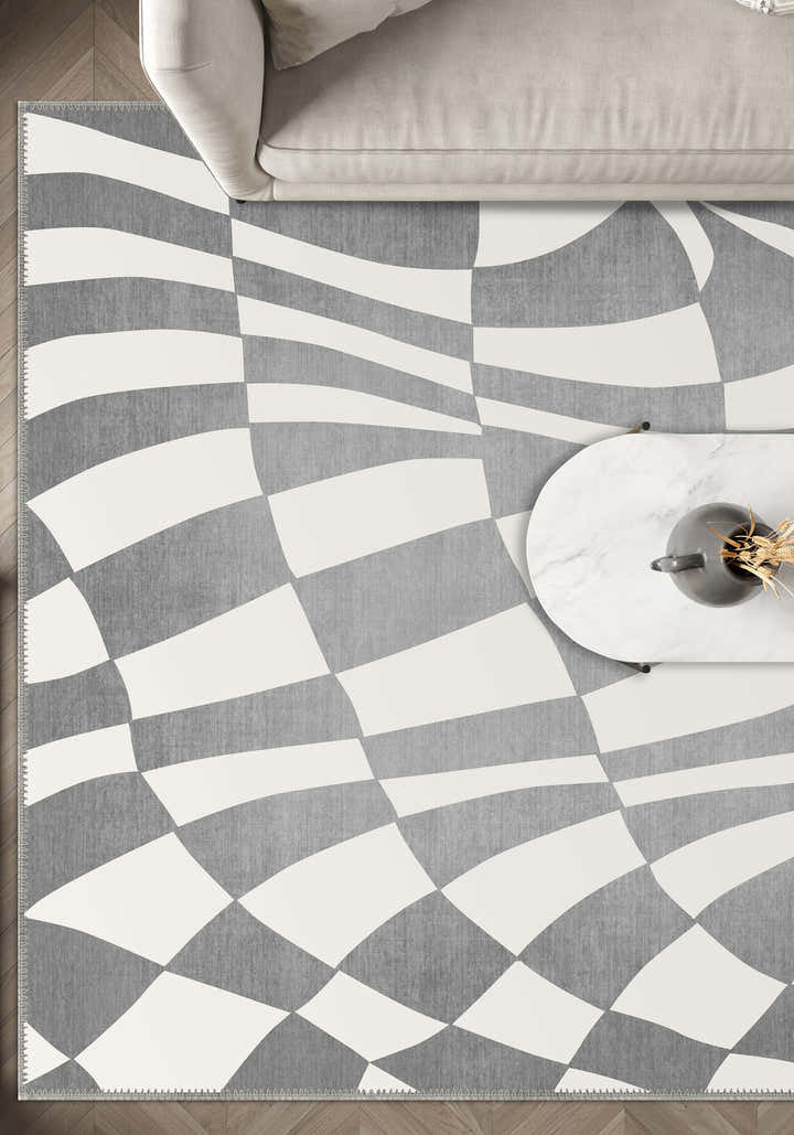 Mini Grey Checkered Rug