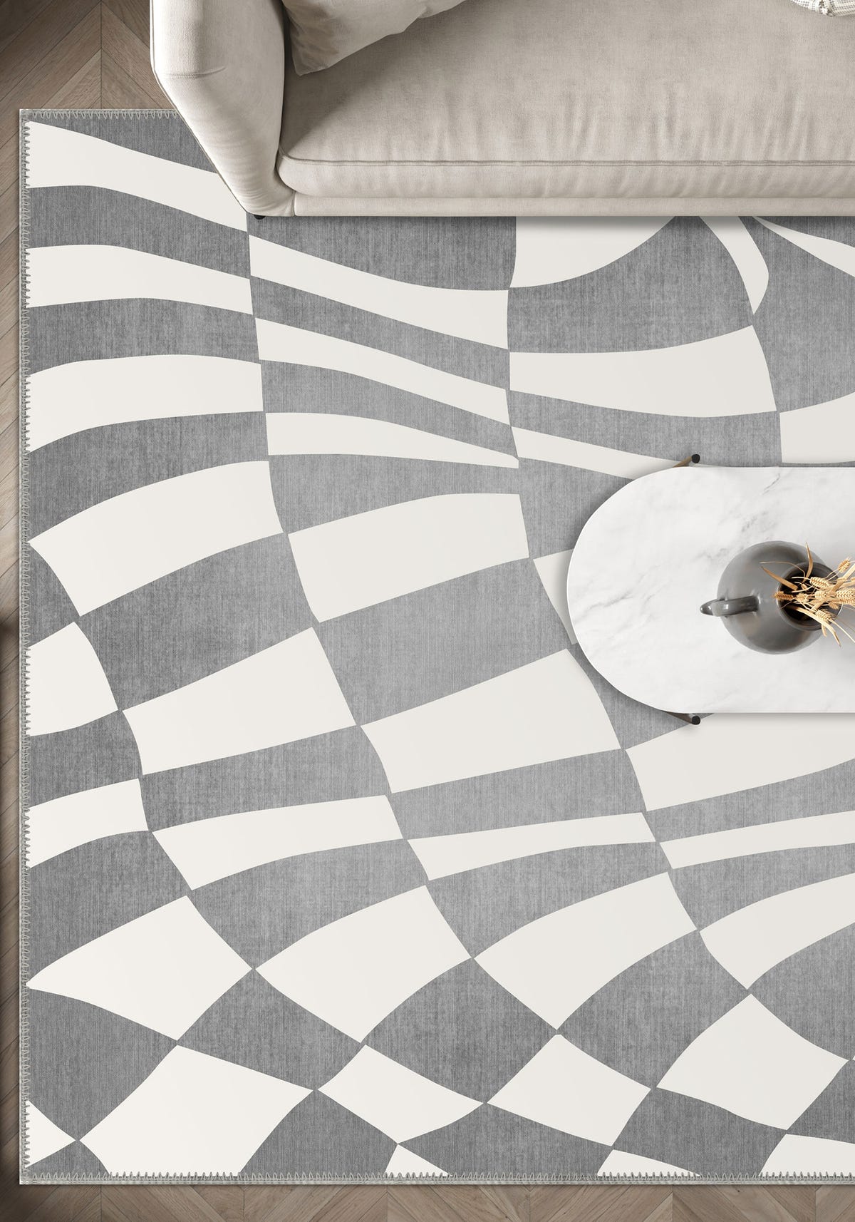 Mini Grey Checkered Rug