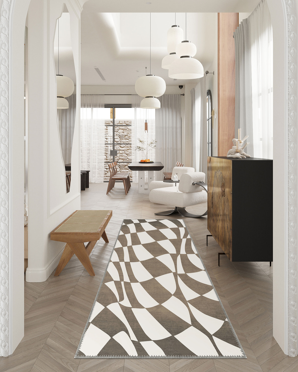 Mini Checkered Brown Rug