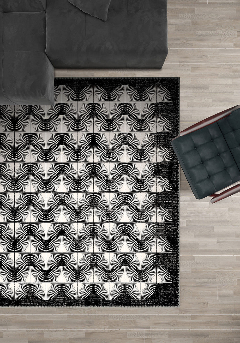 Elysandra Black and White Modern Rug