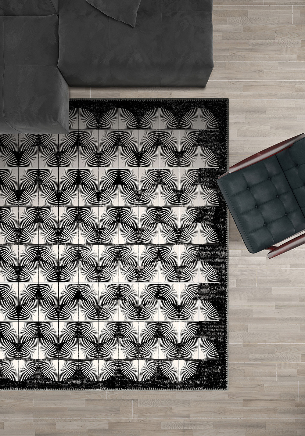 Elysandra Black and White Modern Rug