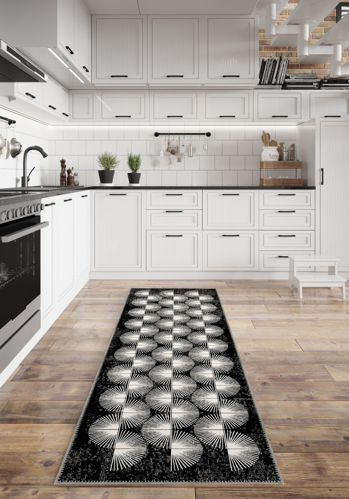 Elysandra Black and White Modern Rug