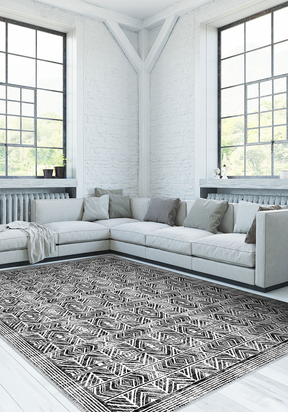 Gilyra Black and White Boho Rug