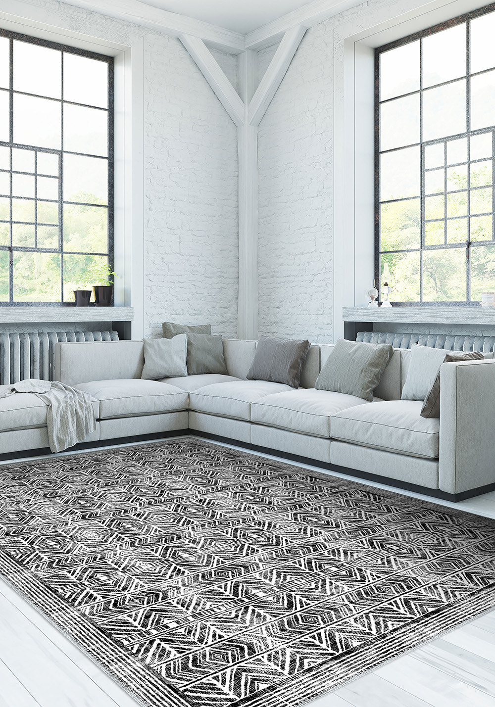 Gilyra Black and White Boho Rug