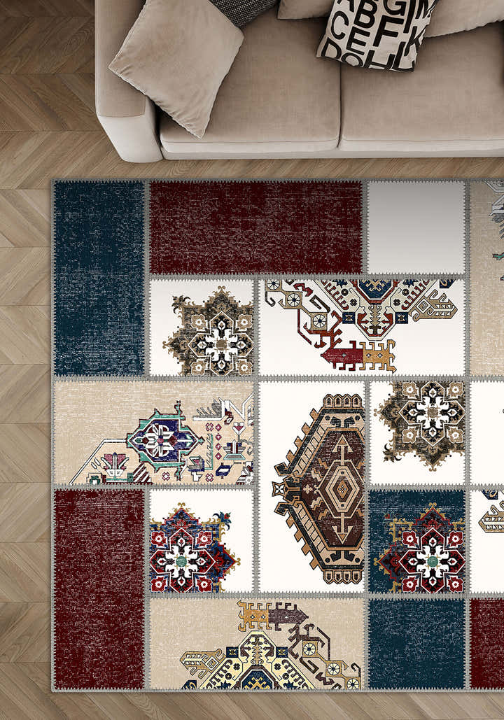 Cedric Multi-Coloured Patchwork Rug