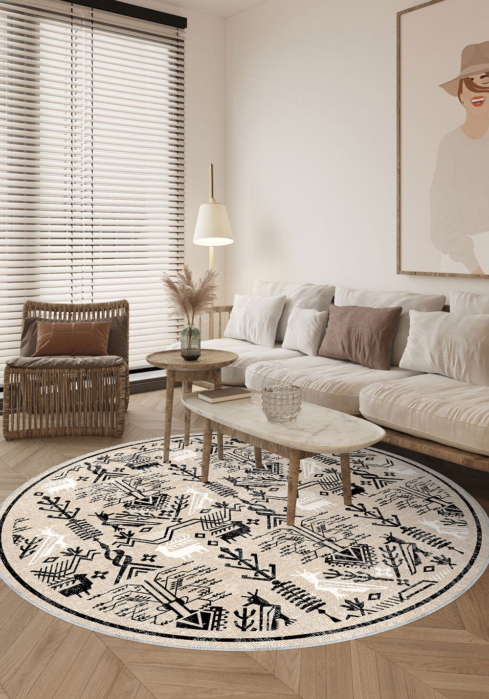 Jayden Cream Vintage Washable Rug