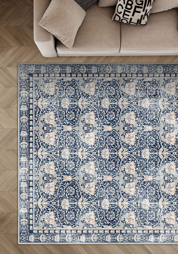 Zachary Blue Distressed Oriental Rug
