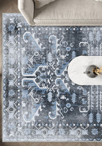 Grace Blue Erased Washable Rug