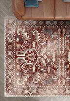 Grace Erased Burgundy Washable Rug