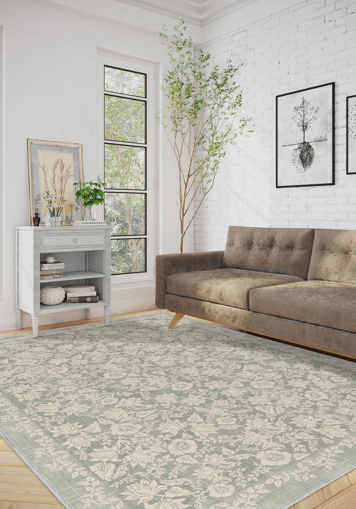 Minora Floral Sage Green Rug