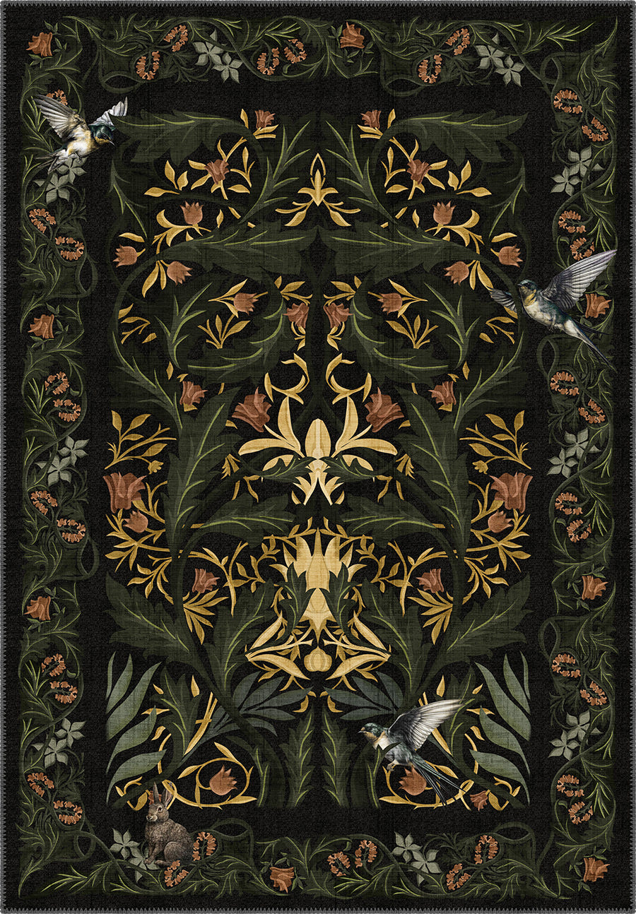 Merillo Black Botanical Rug