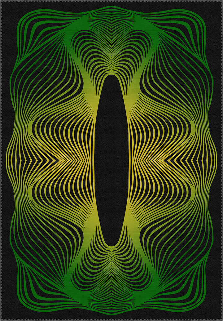 Optio Black Green Futuristic Rug