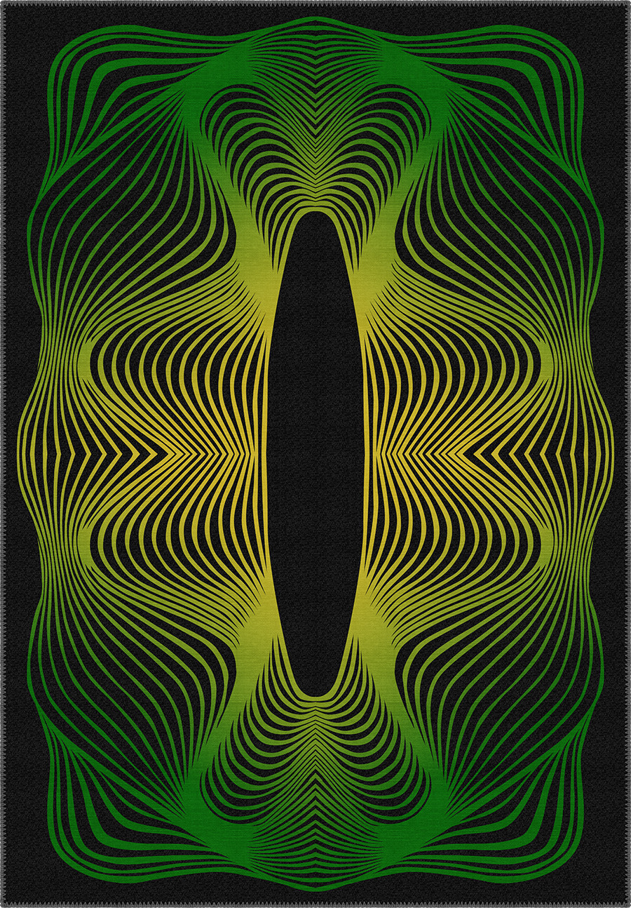 Optio Black Green Futuristic Rug