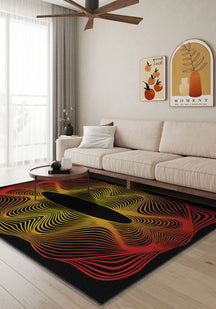 Optio Black Orange Psychedelic Art Rug