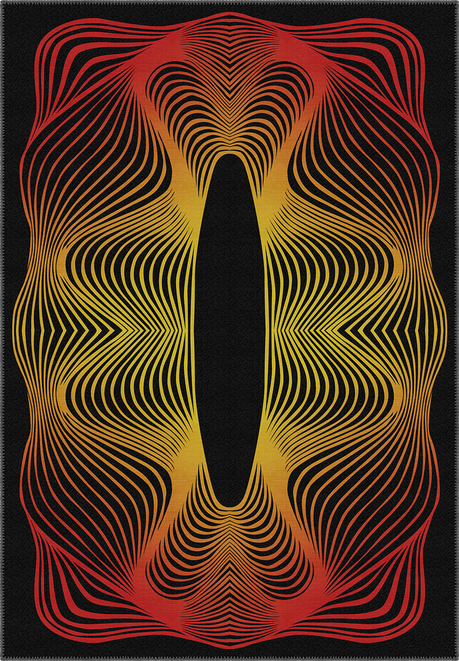 Optio Black Orange Psychedelic Art Rug