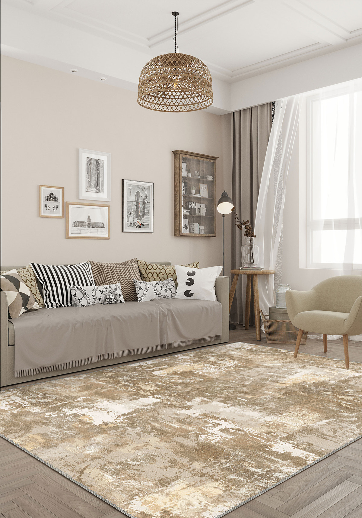 Matthew Light Brown Washable Rug