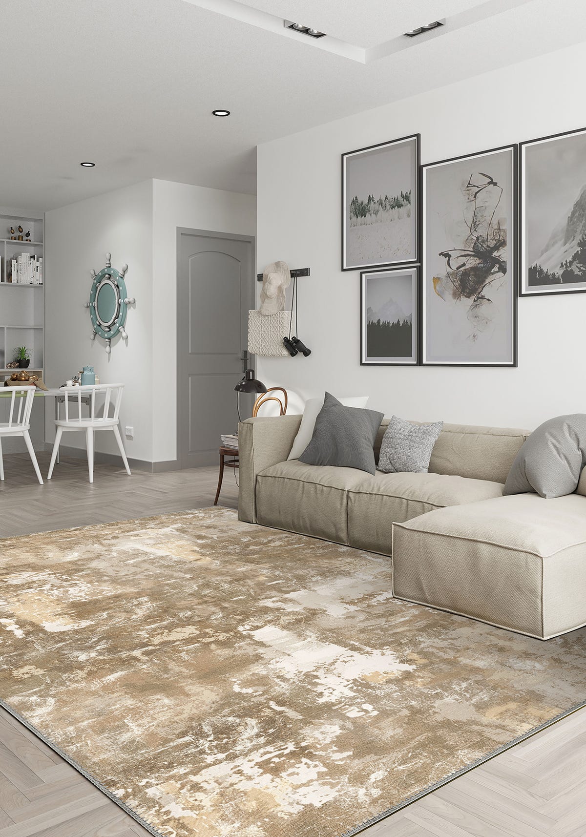 Matthew Light Brown Washable Rug