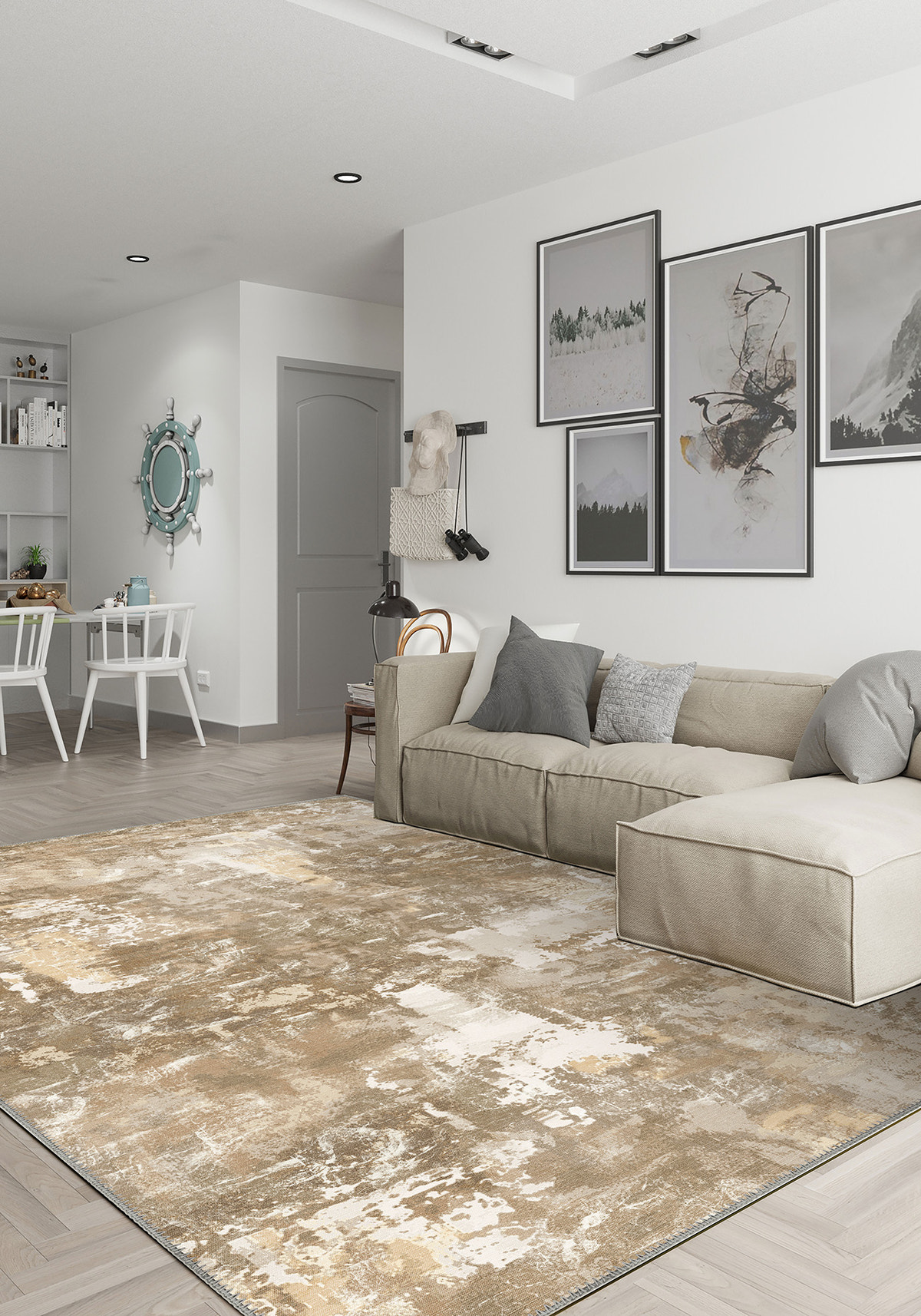 Matthew Light Brown Washable Rug