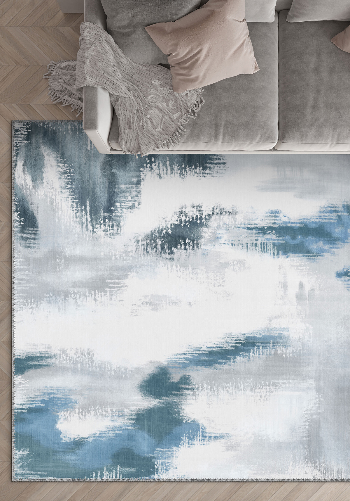 Zarina Grey Blue Ikat Rug
